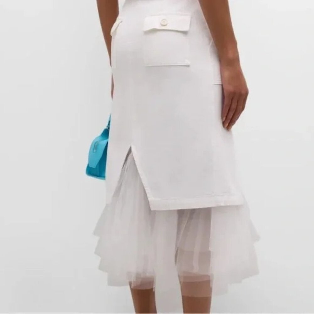Le Superbe Mr & Mrs Benjamin midi skirt off-white tulle hem stretch size 8 - Picture 2 of 14